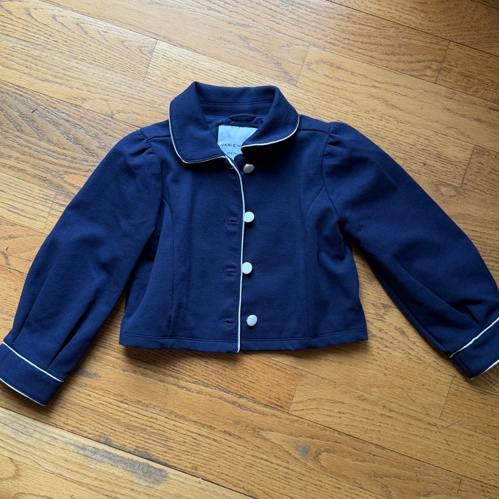 Janie and Jack Navy Jacket with White Accents